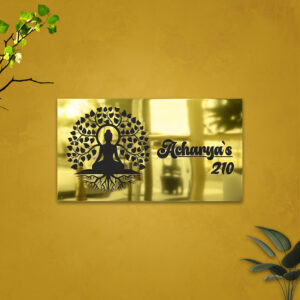 Home customized titanium gold name plate with buddha