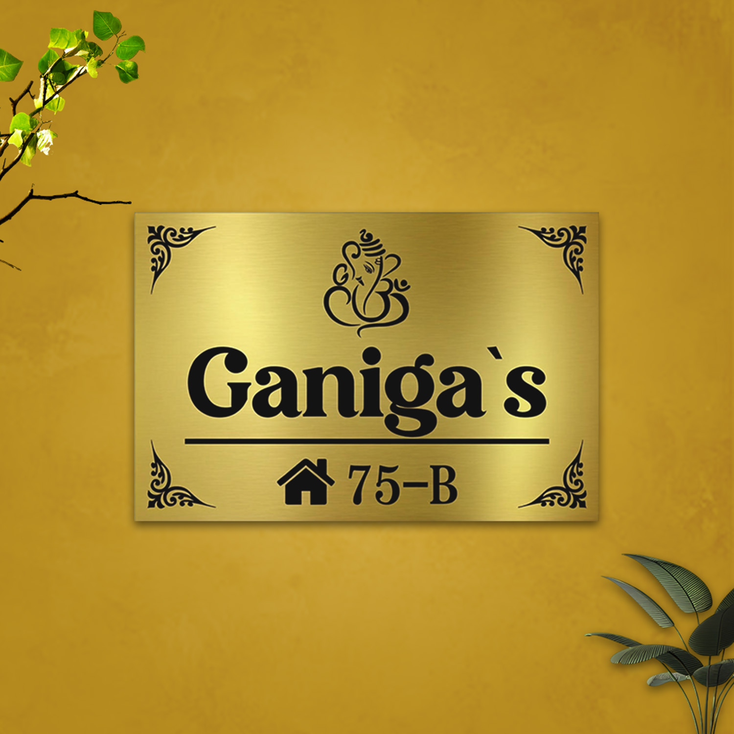 personalized titanium gold metal name plate with lord ganesh personalized titanium gold metal name plate with lord ganesh