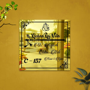 Home personalized titanium gold metal name plate with ganesh